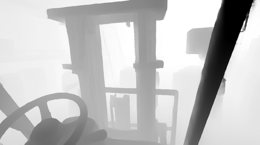 Depth estimated from a factory forklift capture